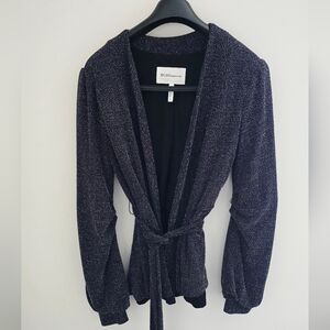 BCBGGeneration Metallic Wrap Blazer in Sparkling Navy Size M